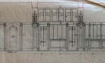 Ontwerp binnenbetimmering (met bestaande deur).
<br/>
Bouwdossier Singel 46/48, 1919